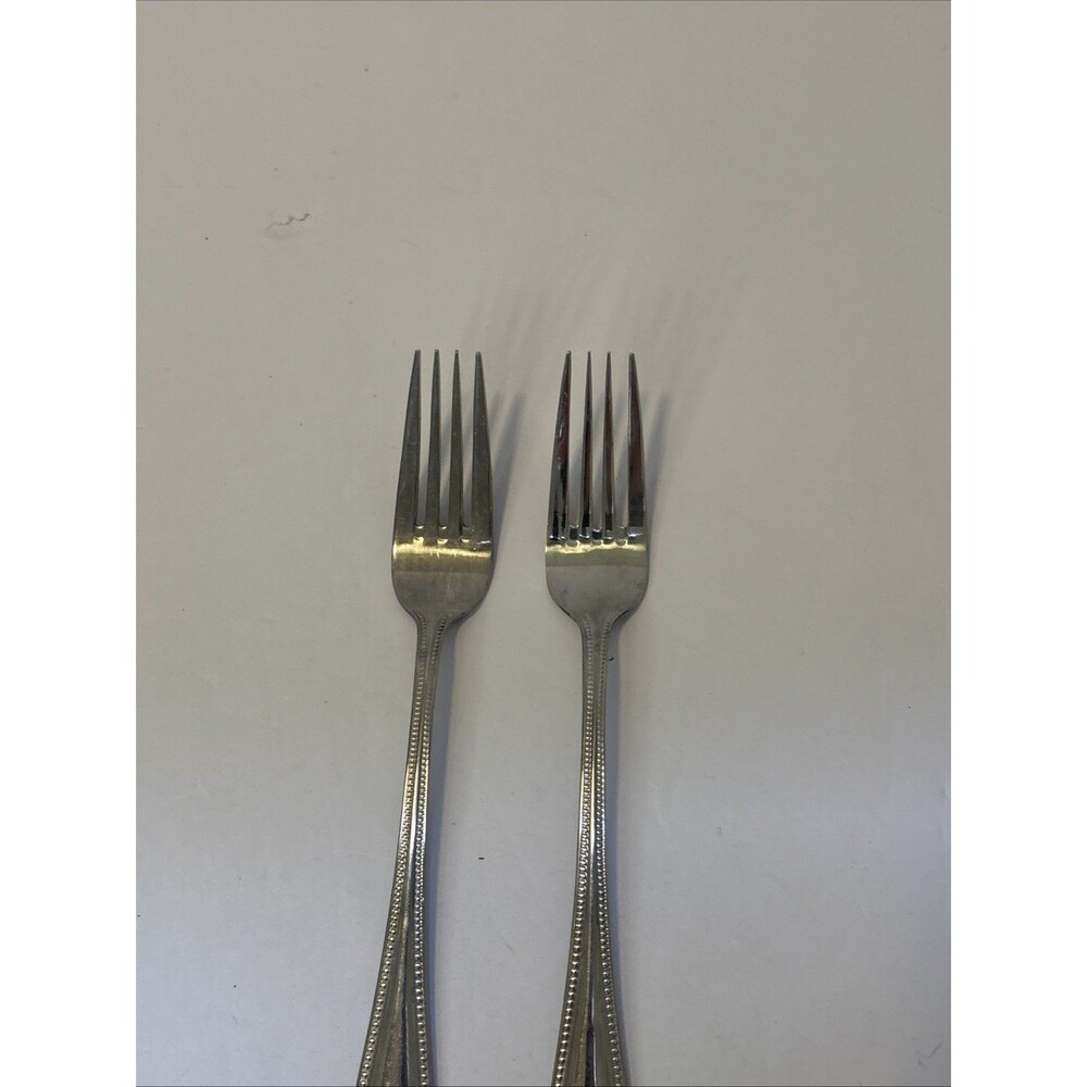 Modern CU18 Cuisinart 18/10 Stainless Flatware Beaded Fork Set of 2 7-3/4"